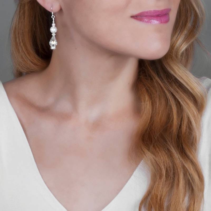 Kristall Braut Ohrringe Sterling Silber Swarovski Hochzeitsschmuck von TooliksOutlet