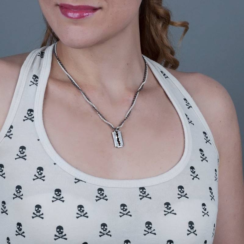 Oxidierte Silber Rasierklinge Halskette Geschichteter Kettenanhänger von TooliksOutlet