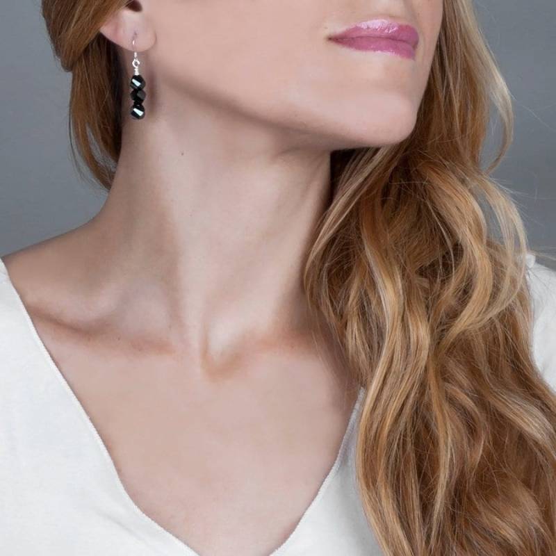 Schwarze Kristall Ohrringe Sterling Silber Ohrhaken von TooliksOutlet