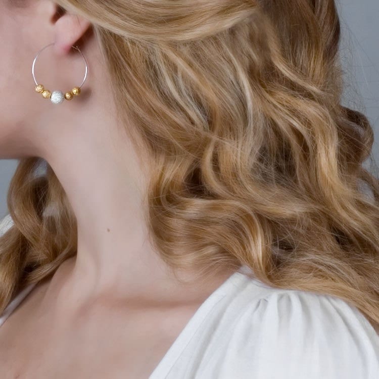 Silber Gold Creolen Braut Ohrringe Aus Gemischten Metallen von TooliksOutlet