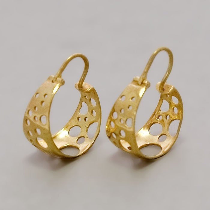 Breite Sterling Silber Creolen, Gold Bubble Design von ToolisJewelry