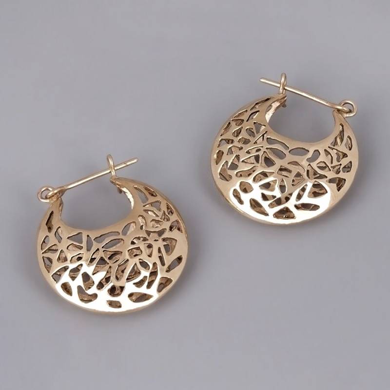 Filigrane Ohrringe, 14K Gold Ohrringe Aus Massivem Gold, Goldkorb Goldohrringe, Goldspitze Große Goldohrringe von ToolisJewelry