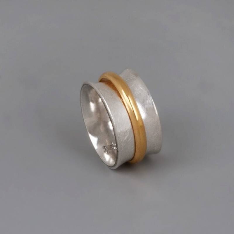 Meditation Ring, Gemischt Metall Sorgen Silber Gold Spinner Fidget Jeden Tag Spinning Spaß Delikate Ring von ToolisJewelry