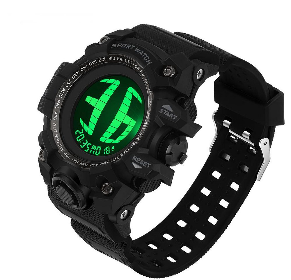 Toomoke Chronograph Chronograph, Digitaluhr Digital Armbanduhr für Jugendliche,Sportuhr, (große Gesicht, LED Armbanduhr für Männer mit Wecker/Doppelzeit/Stoppuhr/12/24H, schwarz, Geschenkset, männergeschenke), Quarzuhr,Armbanduhr,Herrenuhr,Digitaluhr,bis 50bar,TPU-Armband von Toomoke
