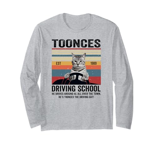 Toonces Driving School Est. 1989 The Driving Cat, Retro-Design, Herren Langarmshirt Toonces Driving School Est. 1989 The Driving Cat, Retro-Design, Herren Langarmshirt von Toonces Driving School Est. 1989 The Driving Cat