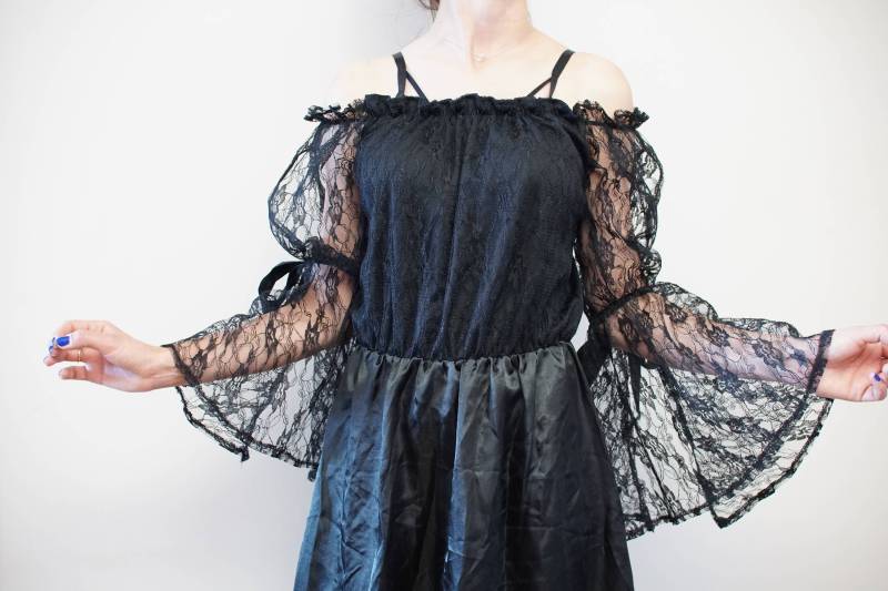 Gothic Schwarz Kleid Burg Partei Eu36/38 S/M von ToooMuchVintage