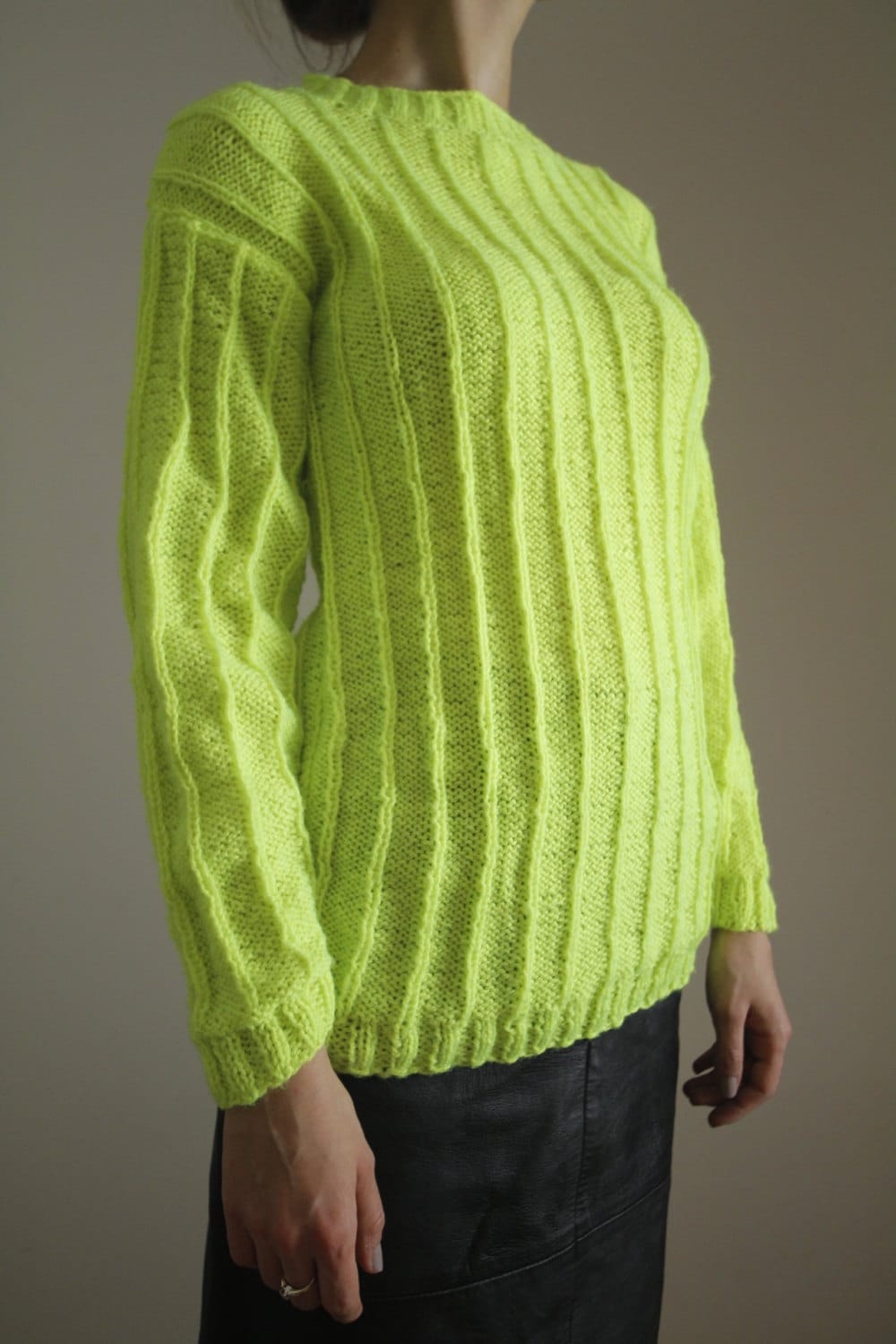 Vintage Handgemachte Neon Pullover Rave Club Kid Eur36/38 von ToooMuchVintage