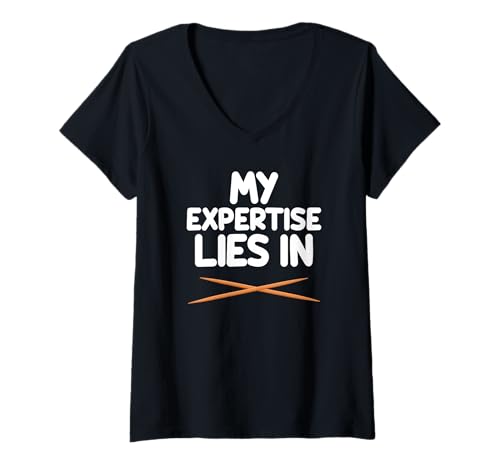 Damen Meine Expertise liegt in Zahnstochern Saubere Zähne Hygiene Zahnarzt T-Shirt mit V-Ausschnitt von Toothpick Lovers Goods