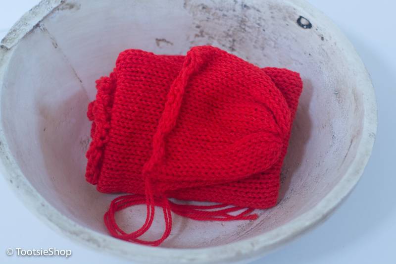 Leuchtend Rote Strick-Mütze Und Wrap Set, Neugeborene Strickmütze, Wickeln, Fotografie Prop Motorhaube, Mohair Mohairmütze Stricken von TootsieShop