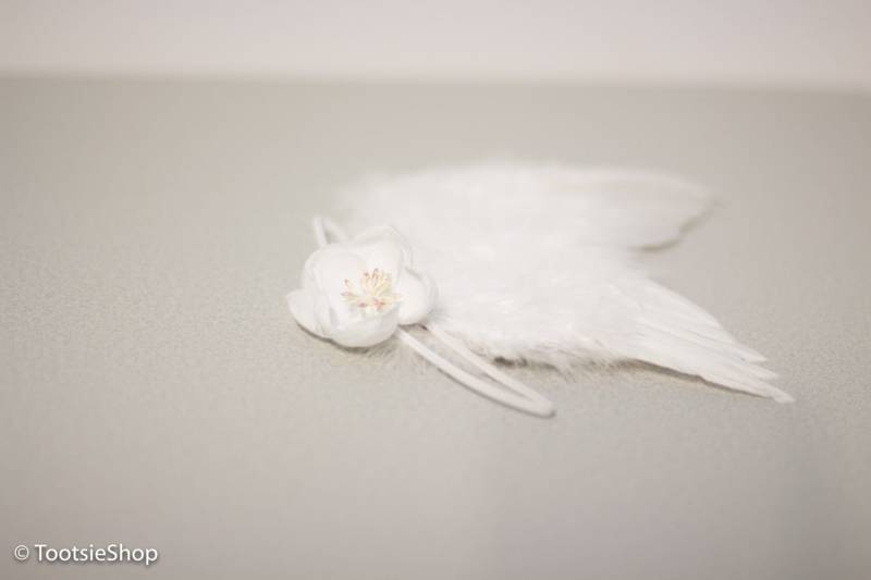 Neugeborenen Feder Flügel Und Stirnband Set, Engel Flügel, Newborn Fotografie Prop, Baby Weiße Blume Stirnband, Weiß Foto Set von TootsieShop