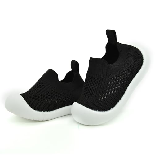 TootyTots Baby Sockenschuhe Lauflernschuhe Krabbelschuhe für Mädchen Jungen (0-3 Jahren) – mit Rutschfester Gummisohle, weich gestricktem Material von TootyTots