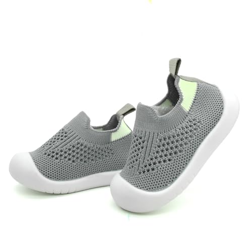 TootyTots Baby Sockenschuhe Lauflernschuhe Krabbelschuhe für Mädchen Jungen (0-3 Jahren) – mit Rutschfester Gummisohle, weich gestricktem Material von TootyTots