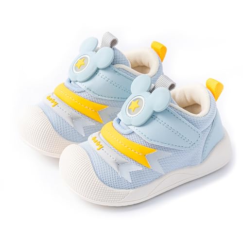 TootyTots Baby Lauflernschuhe Jungen Mädchen rutschfeste Gummisohle Atmungsaktiv Weiche Sohle Breite Zehenkammer Einfach anziehen für Kleinkinder Indoor und Outdoor von TootyTots