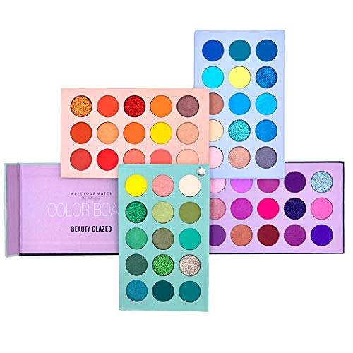 60-Farben-Lidschatten-Palette, 4-in-1-Karton Hochpigmentierter Glitzer Matte Lidschattenrotation Perlglanz-Nackt-Make-up-Palette Augen Kosmetik von Beauty Searcher