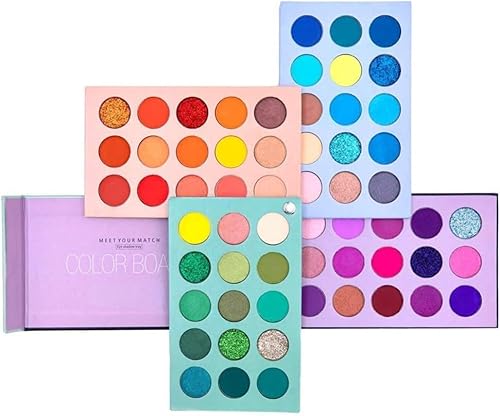 60-Farben-Lidschatten-Palette, 4-in-1-Karton Hochpigmentierter Glitzer Matte Lidschattenrotation Perlglanz-Nackt-Make-up-Palette Augen Kosmetik von Beauty Searcher