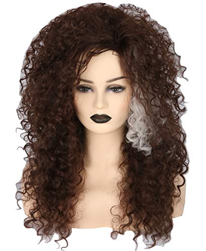 Topcosplay Afro Perücke Damen, Lockige Perücke Braun Lang für Fasching Halloween Cosplay Kostüm von Topcosplay