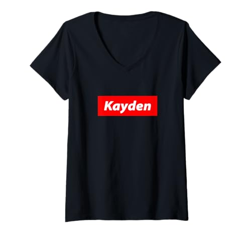 Damen Kayden Personalisiertes Halloween-Kostüm mit Vornamen für Kayden T-Shirt mit V-Ausschnitt von Top Gifts For Kayden