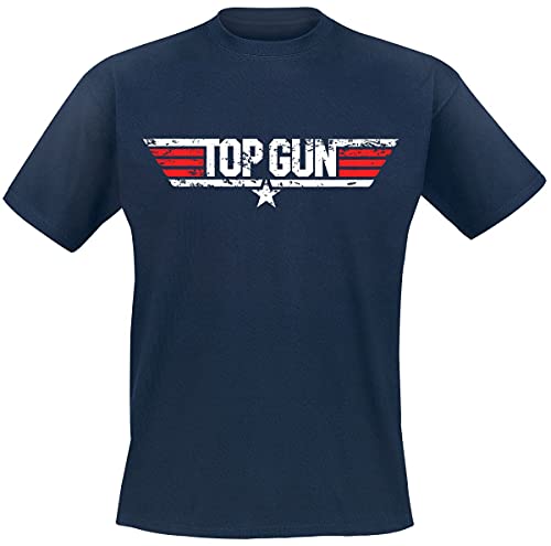 Top Gun Distressed Logo Männer T-Shirt Navy M 100% Baumwolle Fan-Merch, Filme von Difuzed