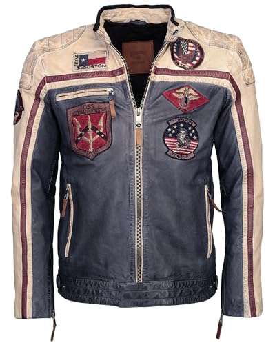 Top Gun Herren Lederjacke Tgj1005 Navy/Offwhite/Bordeaux,3Xl von Top Gun