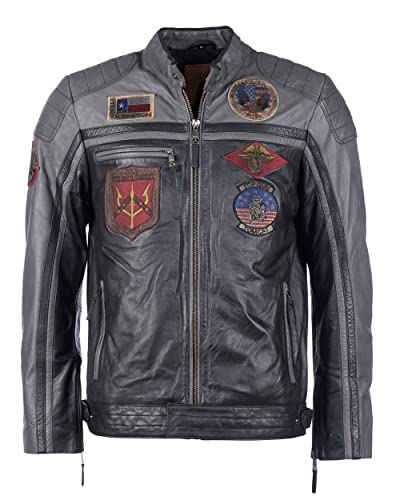 Top Gun Herren Lederjacke Tgj1005 Black/Anthra,3Xl von Top Gun