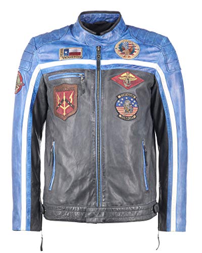 Top Gun Herren Lederjacke Tgj1005 Black/Blue/Creme,M von Top Gun