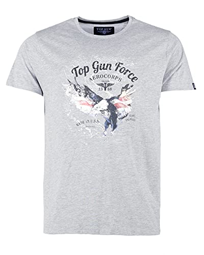 Top Gun Herren T-Shirt Tg20213024 Grey Melange,4XL von Top Gun