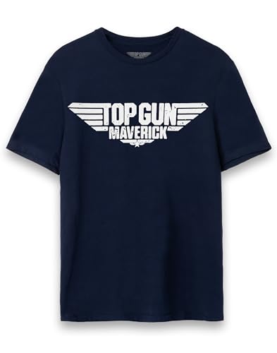 Top Gun Maverick T-Shirt Herren Erwachsene Distressed Movie Logo Blaue Kleidung XL von Top Gun