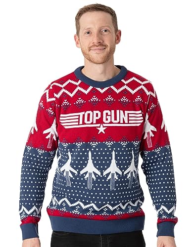 Top Gun Mens Weihnachtssperrpullover Erwachsener Kämpfer Jet Navy Strickpullover L von Top Gun