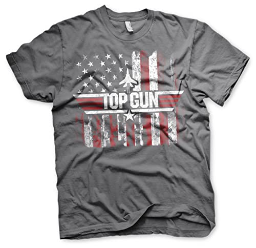 Top Gun Offizielles Lizenzprodukt America Herren T-Shirt (Dunkelgrau), X-Large von Top Gun