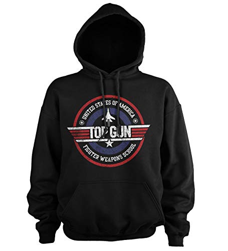 Top Gun Offizielles Lizenzprodukt Fighter Weapons School Groß & Hoch Kapuzenpullover (Schwarz), XXX-Large von Top Gun