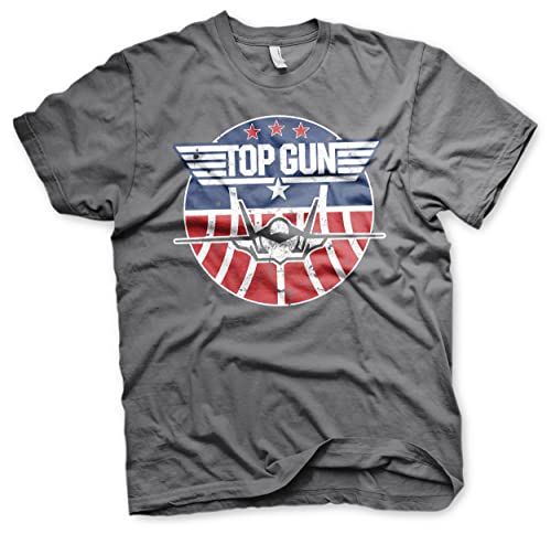 Top Gun Offizielles Lizenzprodukt Tomcat Herren T-Shirt (Dunkelgrau), Large von Top Gun