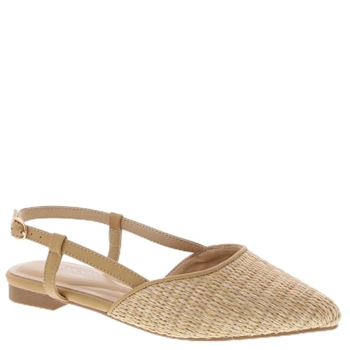 TOP Moda Comfort Garner-56 Damen-Sandalen mit spitzer Zehenpartie, flache Slingback-Bast, CAMEL, 37.5 EU TOP Moda Comfort Garner-56 Damen-Sandalen mit spitzer Zehenpartie, flache Slingback-Bast, CAMEL, 37.5 EU von Top Moda