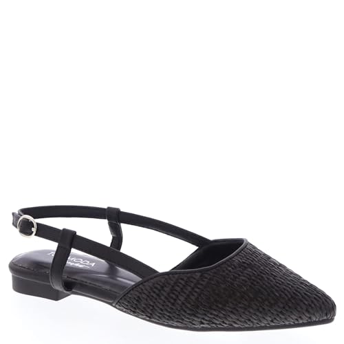 TOP Moda Comfort Garner-56 Damen-Sandalen mit spitzer Zehenpartie, flache Slingback-Bast, Schwarz, 39.5 EU TOP Moda Comfort Garner-56 Damen-Sandalen mit spitzer Zehenpartie, flache Slingback-Bast, Schwarz, 39.5 EU von Top Moda