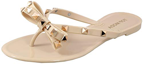 TOP Moda Damen-Flip-Flops-Sandalen mit Nieten, mit Schleife, Hautfarben, 40.5 EU von Top Moda