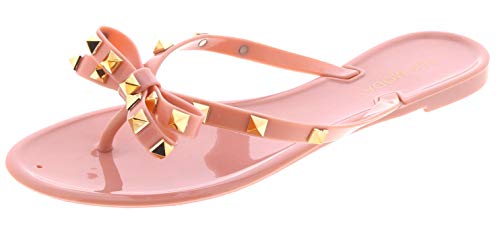 TOP Moda Damen-Flip-Flops mit Nieten und Schleife, Blush, 35 EU von Top Moda