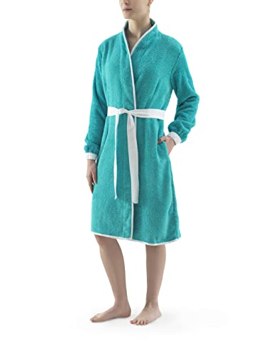 Top Towel - Lady - Bademantel Damen 100% Baumwolle Frottee 500 g/m² - Mit Gürtel, Innentaschen, Halbhoher Kragen, Verstellbare Ärmel, Schnelltrocknend, Maschinenwaschbar bei 30°C von Top Towel