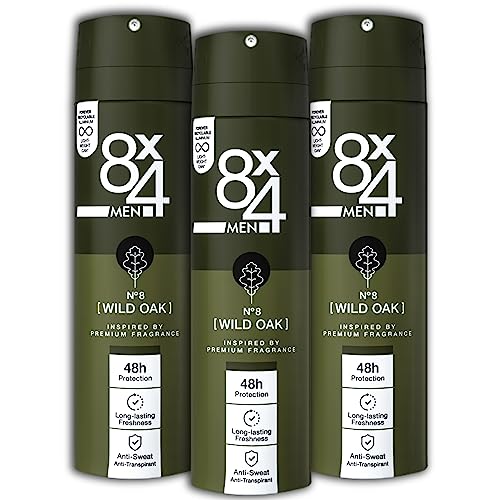3 er Pack 8x4 MEN Anti-Transpirant Spray Deo Deospray N°8 Wild Oak 3 x 150 ml von TopDeal