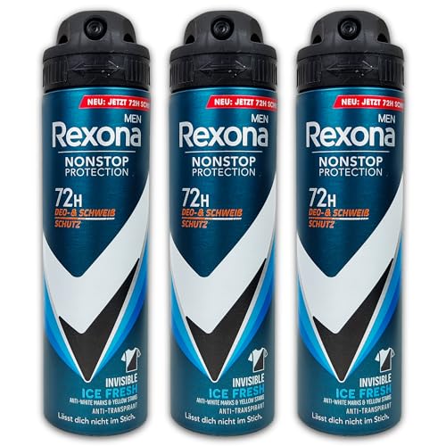 3 er Pack Rexona Men Nonstop Protection Deospray Invisible Ice Fresh Deo Deospray 3 x 150 ml von TopDeal