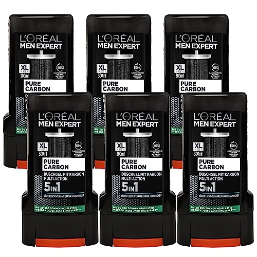 6 er Pack MEN EXPERT Duschgel Pure Carbon Clean 5in1 XL 6 x 300 ml von TopDeal