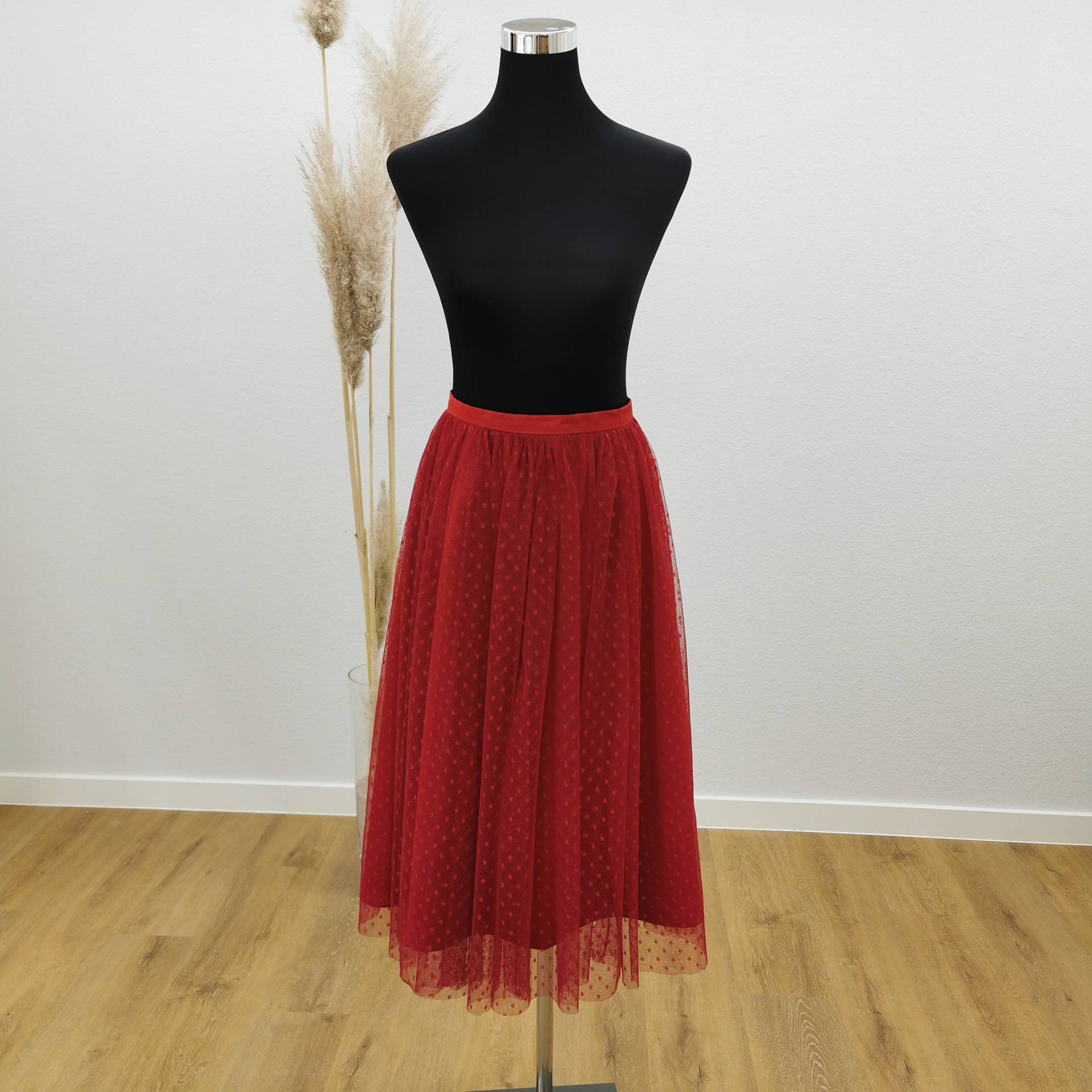 Tüllrock Aus Pünktchentüll, Kurz, Weich Fließender Kurzer Rock, Brautrock, Mix & Match Rock Hochzeit, Farbe Weinrot von TopDressWedding