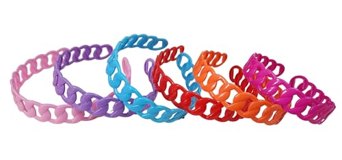 TopFinder® Niedliche, einzigartige, ausgefallene elastische Haarbänder aus Kunststoff – gewellter Haarkamm, rund, gezahntes Stirnband, matte Zähne, Glanz, Haarband, Haarschmuck für Mädchen, 6 Stück von TopFinder