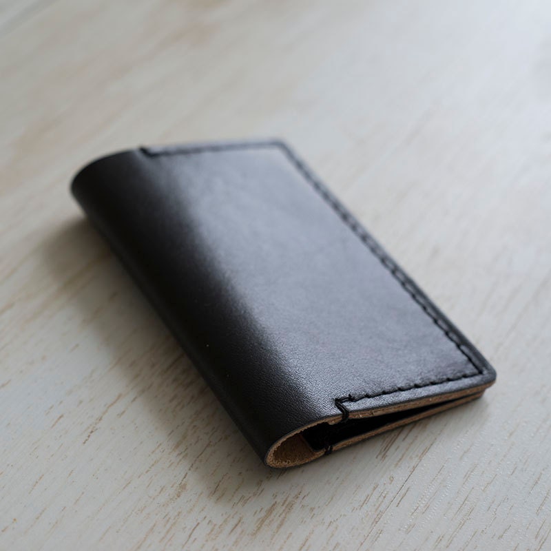 Handgefertigter Visitenkartenhalter Aus Leder Klappbar Minimalistisch Slim Wallet - Pflanzlich Gegerbt Handarbeit Schwarz/Elfenbein Handgefertigter Visitenkartenhalter Aus Leder Klappbar Minimalistisch Slim Wallet - Pflanzlich Gegerbt Handarbeit Schwarz/Elfenbein von TopG
