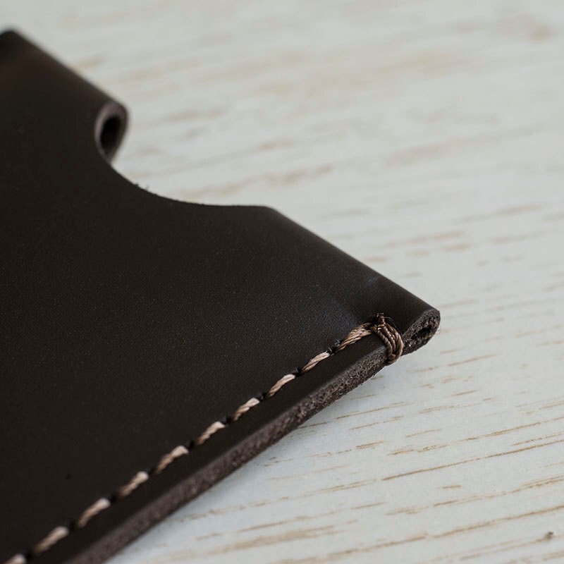 Handgefertigter Visitenkartenhalter Aus Leder Minimalistisch Slim Wallet Pflanzlich Gegerbt Handarbeit Dunkelbraun Matt von TopG