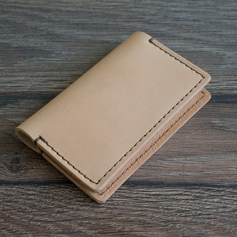 Handgemachtes Leder Faltbar Minimalistisch Slim Portemonnaie Visitenkartenhalter-Pflanzlich Gegerbt-Handarbeit - Elfenbein Handgemachtes Leder Faltbar Minimalistisch Slim Portemonnaie Visitenkartenhalter-Pflanzlich Gegerbt-Handarbeit - Elfenbein von TopG