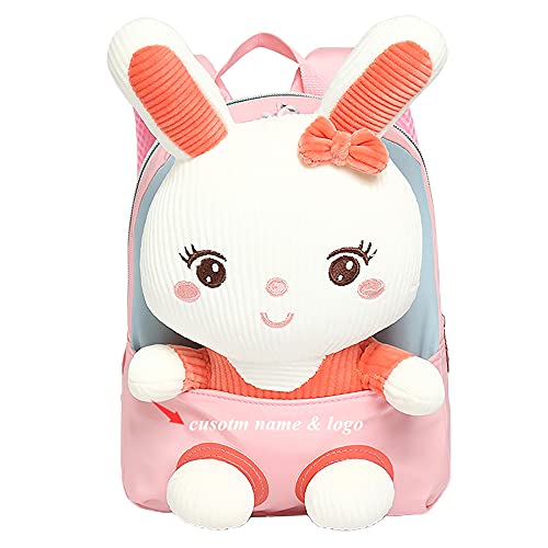 TopGlory Personalisierte Name Netter Kleinkind Rucksack, Mädchen Rucksack Puppe Gefülltes Tier Plüsch Rucksack Vor Kindergarten Geschenke von TopGlory