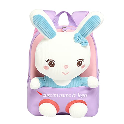 TopGlory Personalisierte Name Netter Kleinkind Rucksack, Mädchen Rucksack Puppe Gefülltes Tier Plüsch Rucksack Vor Kindergarten Geschenke von TopGlory