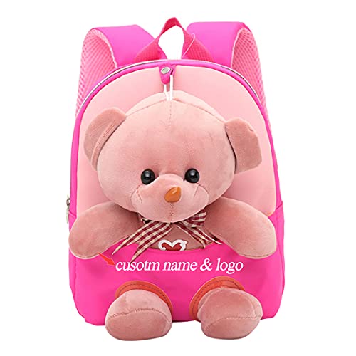 TopGlory Personalisierte Name Netter Kleinkind Rucksack, Mädchen Rucksack Puppe Gefülltes Tier Plüsch Rucksack Vor Kindergarten Geschenke von TopGlory