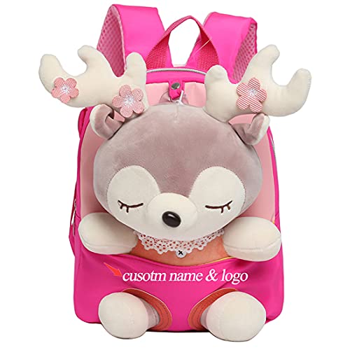 TopGlory Personalisierte Name Netter Kleinkind Rucksack, Mädchen Rucksack Puppe Gefülltes Tier Plüsch Rucksack Vor Kindergarten Geschenke von TopGlory