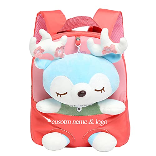 TopGlory Personalisierte Name Netter Kleinkind Rucksack, Mädchen Rucksack Puppe Gefülltes Tier Plüsch Rucksack Vor Kindergarten Geschenke von TopGlory