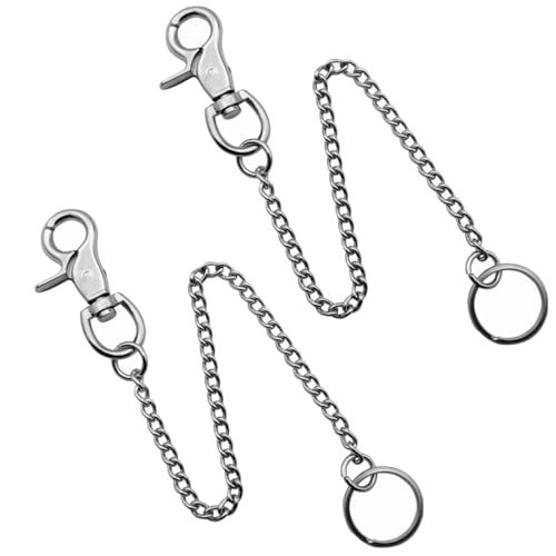 2 Stück Brieftasche Kette, 26CM Schlüsselanhänger Hosenkette mit Karabinerhaken, Schlüsselkette für Jeans Hosen und Taschen, Silber von TopHomer